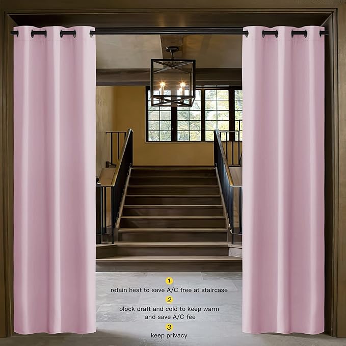 NICETOWN Room Darkening Curtain for Kids Bedroom Nursery Essential Thermal Insulated Solid Grommet Top Drape Panel (Lavender Pink=Baby Pink, 1 Panel, 42 x 84 inch)