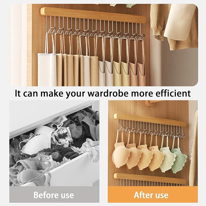 12 inch valet rods for closets, extendable and pull-out wardrobe pole for hanging clothes,bras,tie,belt,wardrobe pole with metal hooks, closet valet rod slide out,hanger wall (Left hook)