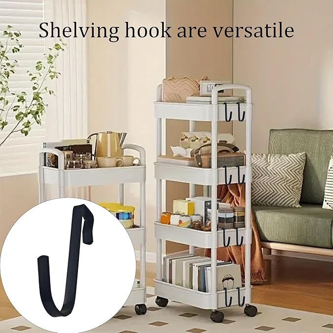 20Pcs J Shaped Stainless Steel Hanger Hook,Clip-on Wire Rack Hook, Hanging Sink Grid Hooks Wire Shelf Hooks for Kitchen Bedroom Office,Black