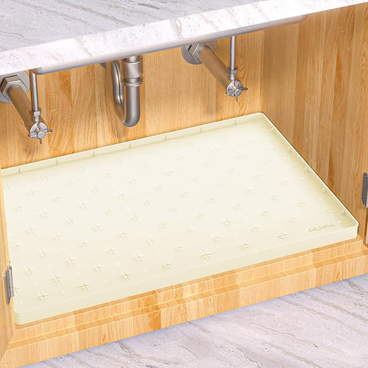 Sdpeia Under Sink Mat 25"×19" Waterproof Silicone Cabinet Liner & Sink Protector for Kitchen & Bathroom, Multi-Purpose Organizers Tray for Pets, Laundry, Cat Litter Mat