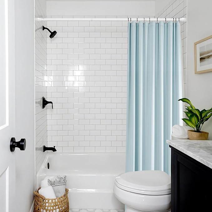 2Pack White Shower Curtain Rod 45 to 77 Inch,Shower Rods for Bathroom,Spring Tension Curtain Rod No Drilling for Windows Doors Closet Kitchen Wardrobe