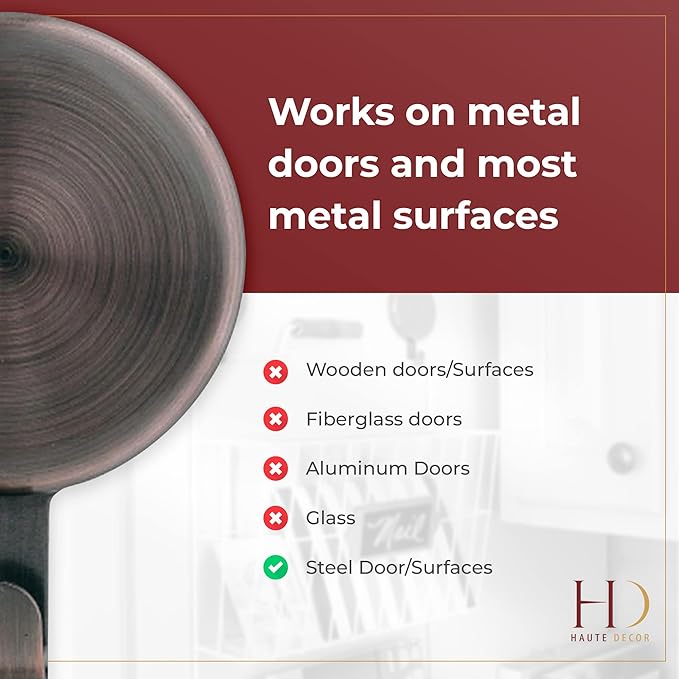Haute Decor Attract Magnetic Hanger, 1 Pack - Strong Magnet Hook for Metal Doors and Surfaces
