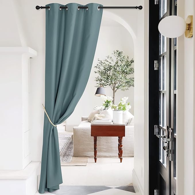 NICETOWN Blackout Curtains - Grommet Thermal Insulated Room Darkening Bedroom and Living Room Curtain, Grommet Closet Curtains Temporary Door, Single Panel, 42 x 95 Inch, Greyish Blue