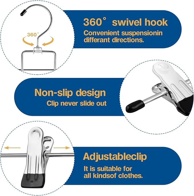 3 Piece Skirt Hanges Space Saving, Pants Hangers with Clips 5 Tier,Closet Organizers and Storager,Clothes Hanger Space Saver,Closet Organization for Skirt,Trousers,Jeans,Legging