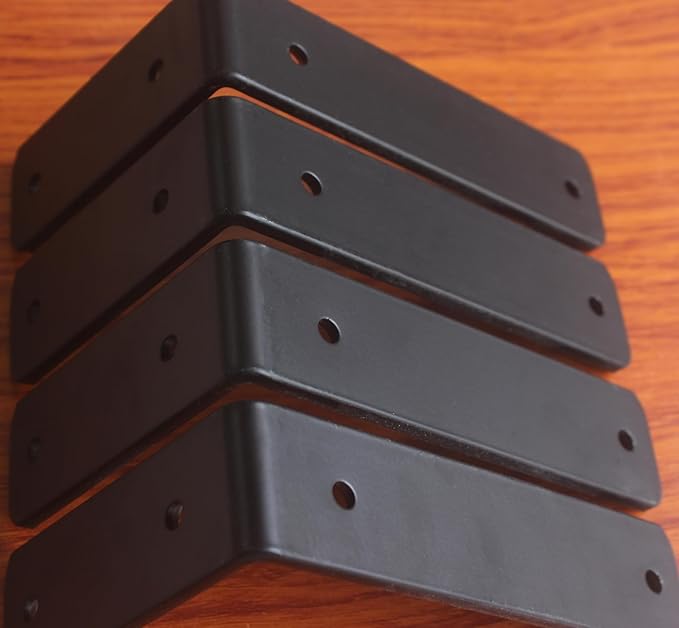 10 Pack - L 6" x H 4" x W1.5, 5mm Thick Black L Shelf Bracket, Iron Shelf Brackets, Metal Shelf Brackets, Floating Shelf, Shelf Supports with Screws