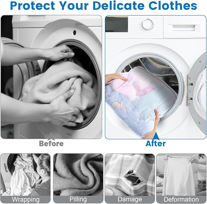 Dntorx 2 Pack Extra Large Mesh Laundry Bags for Delicates, 24 x 32 Inches + 35 x 43 Inches Reusable Laundry Bag Durable Wash Bags for Washing Machine for College, Family, Travel, Storage (XXL + XXXL)