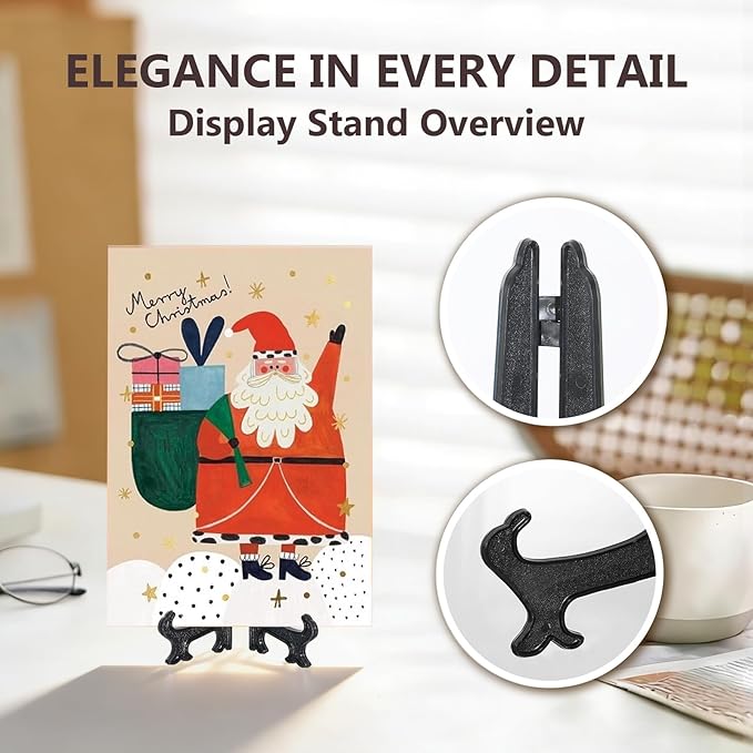 Artliving 3 Inch Black 12pcs/Set Plastic Easels Plate Display Stands Picture Frame Stand Holder