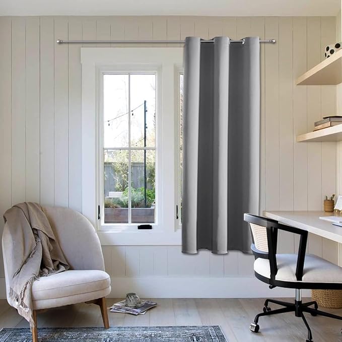 ChrisDowa Blackout Curtains 36 Inches Long for Living Room, Grommet Thermal Insulated Room Darkening Curtains for Bedroom (1 Panel Set, Light Grey, 42W x 36L)