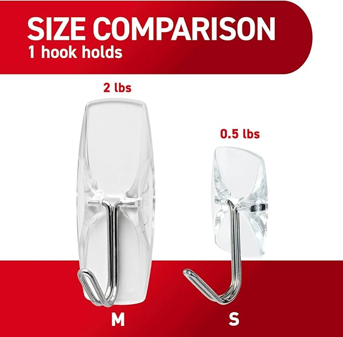Command Medium Clear Wire Toggle Hooks,10 Wall Hook and 12 Strips, Damage-Free Hanging with Adhesive, Great for Hanging, Organization and Storage, Holds up to 2 lb