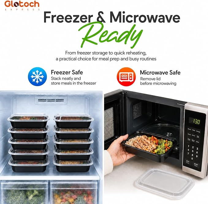 Meal Prep Containers 24oz-100 Pack (200-Piece) Reusable Food Storage Containers with Lids Microwave, Freezer, Dishwasher Safe - Leakproof & BPA Free Durable Plastic Bento Box for To Go Take Out