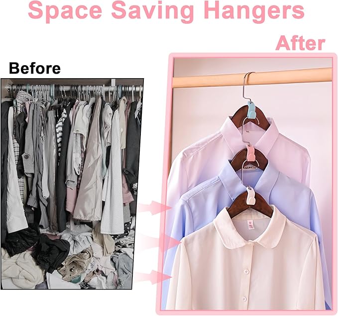 100 PCS Space Saving Hanger - Clothes Hanger Connector Hooks, Stacking Space Saver, Plastic Closet Organizers and Storage Extender for Heavy Duty Hangers Connection (100, Multicolor)