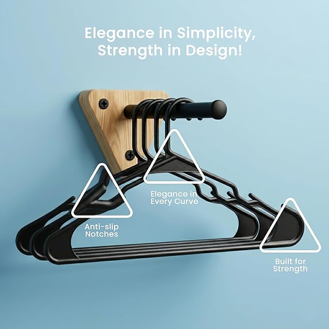 Utopia Home Clothes Hangers 30 Pack - Plastic Hangers Space Saving - Durable Coat Hanger with Shoulder Grooves (Black)