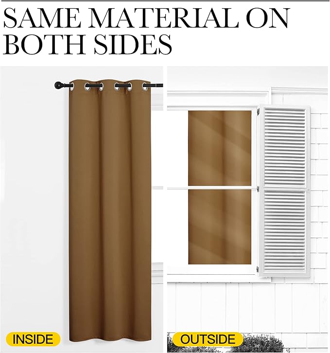 NICETOWN Blackout Wide Blinds for Sliding Door, Gold Brown, W70 x L72, 1 Panel, Insulated Noise Reduction Drapes, Privacy Vertical Curtain for Living Room&Bedroom