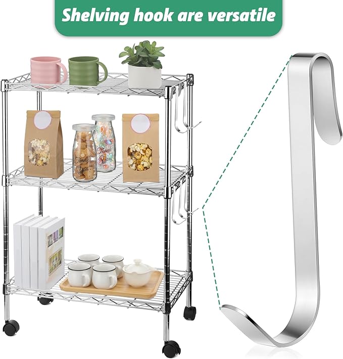 Yaocom 6 Pcs J Hook for Wire Shelving 3.6 Inch Large Heavy Duty Metal Shelf Hooks for Wire Shelves Racks Closet Shelving Accessories