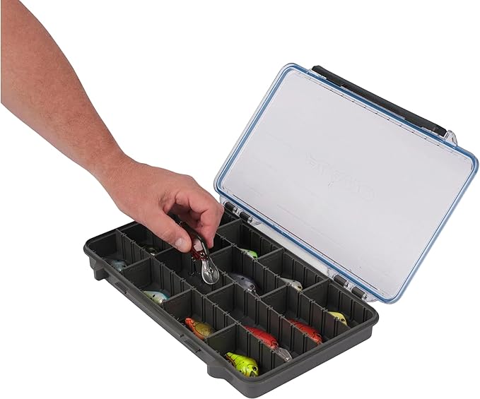 Plano StowAway 3700 Waterproof Stow Tackle Box, 4-Pack, IPX7 Waterproof Rating, with Rustricor, Single Latch Design, Transparent DuraView Lid, Stackable Storage for Fishing Bait, Lures and Gear