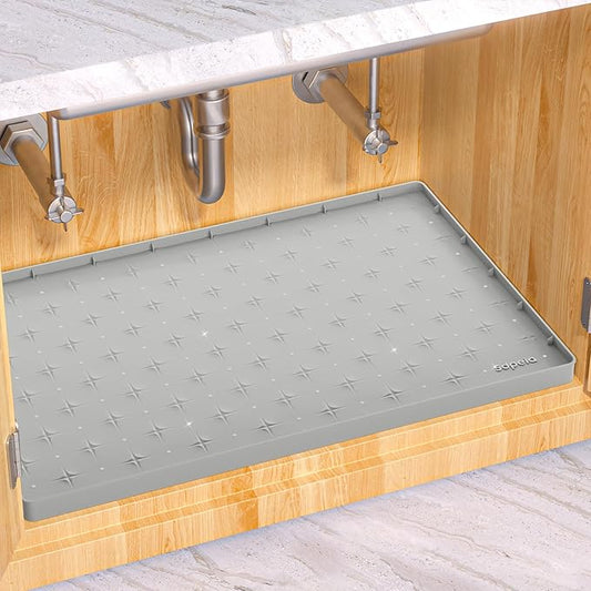 Sdpeia Under Sink Mat 31"×22" Waterproof Silicone Cabinet Liner & Sink Protector for Kitchen & Bathroom, Multi-Purpose Organizers Tray for Pets, Laundry, Cat Litter Mat