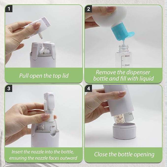 4 in 1 Travel Dispenser,Travel Shampoo and Conditioner Bottles,Refillable Leak Proof Containers Toiletries for Vacation and Business Travel 120ML