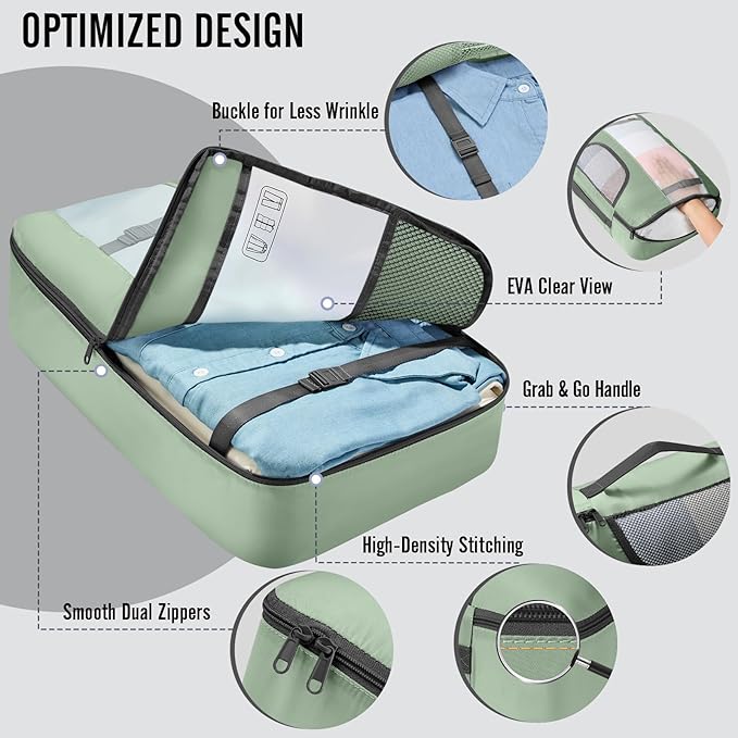 Veken 10 Set Packing Cubes for Travel Essential, Suitcase Organizer Bags in 4 Sizes, Carry-On Luggage Accessories with Large Laundry & Shoes Bag, Must-Have for Airplane, Road Trip & Camping