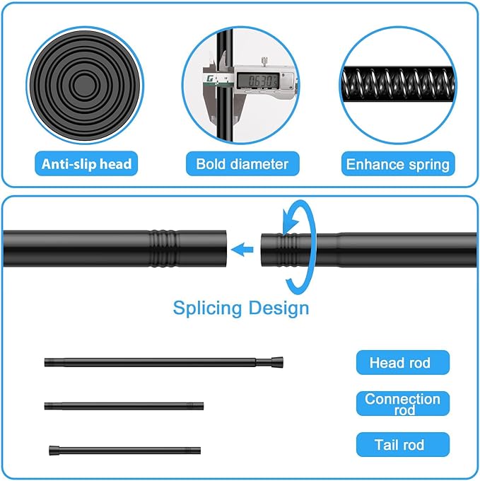 1 Pack Spring Tension Rods 28-45 Inches, 5/8 Inch Diameter Black No Drill Spring Loaded Adjustable Extendable, Small Short Tension Curtain Rod for Windows Kitchen Doorway Closet Cupboard
