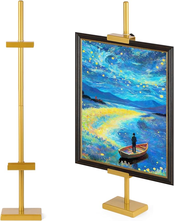 1pcs Adjustable Tabletop Easel Stand for Picture Frames, Picture Easels for Display, Gold Easel, Picture Frame Stand, Adjustable Art Easel.(30inch,Gold)