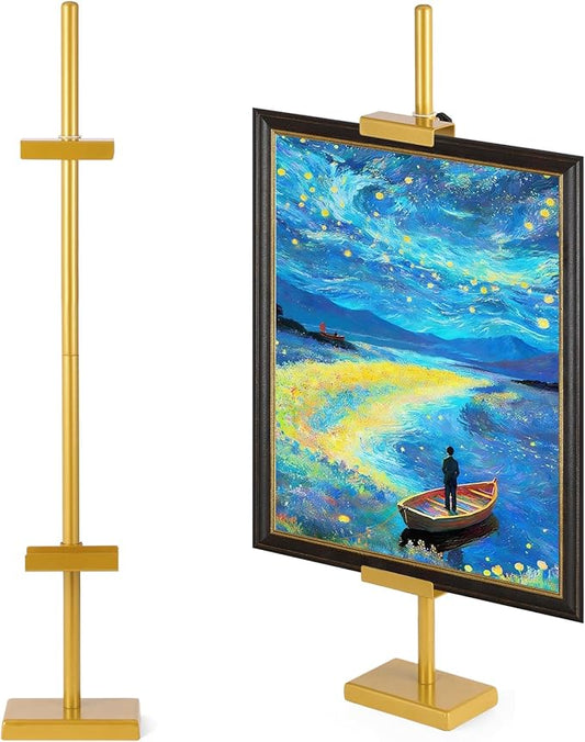 1pcs Adjustable Tabletop Easel Stand for Picture Frames, Picture Easels for Display, Gold Easel, Picture Frame Stand, Adjustable Art Easel.(30inch,Gold)
