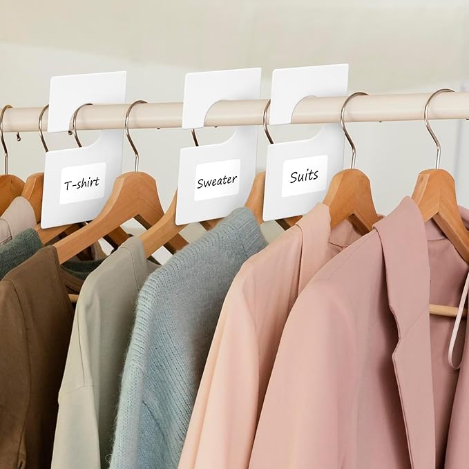 32 Pack Closet Dividers for Hanging Clothes Clothing Size Dividers,Size Markers for Clothing White Clothings Rack Reusable Closet Separators with 40 Labels Rectangular Clothings Closets Divider