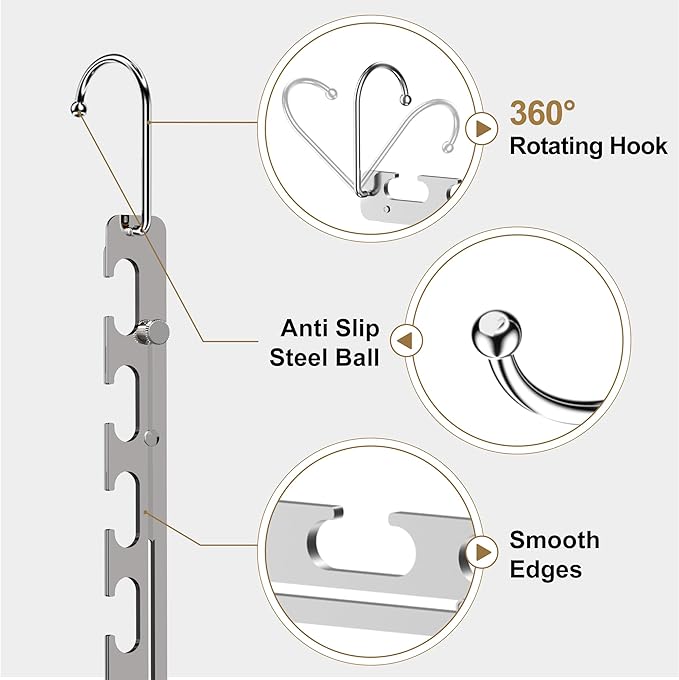 12 Pack Space Saving Hangers for Clothes, 6 to 9 Holes Expandable Metal Heavy Duty Hangers Space Saving for Closet Bedroom Dorm RV Outdoors