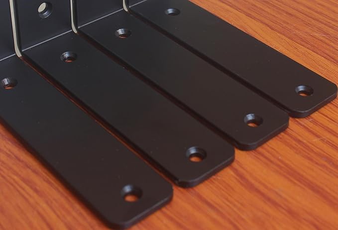 10 Pack - L 6" x H 4" x W1.5, 5mm Thick Black L Shelf Bracket, Iron Shelf Brackets, Metal Shelf Brackets, Floating Shelf, Shelf Supports with Screws
