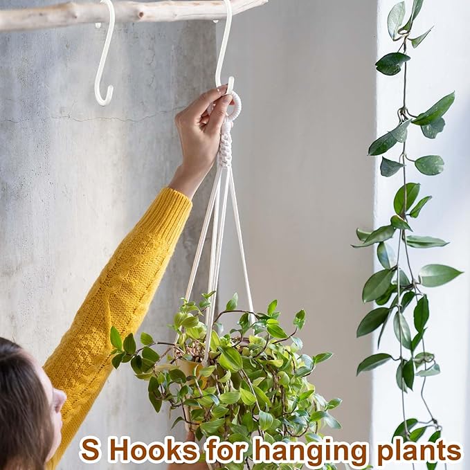 KEYBOO 6 Inch Vinyl Coated White S Hook,20 Pack Large S Hook for Hanging Heavy Duty, Non Slip S Shaped Closet Hooks，Metal S Hooks for Hanging Jeans, Potting Trays, Clothes, Bags,Plants