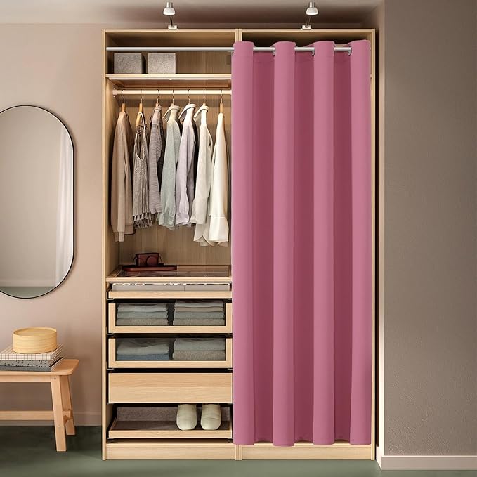 ChrisDowa Blackout Curtains 90 Inches Long for Living Room, Grommet Thermal Insulated Room Darkening Curtains for Bedroom (1 Panel Set, Pink, 52W x 90L)