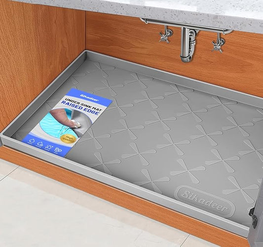 SIKADEER 28" x 19" Under Sink Mat Waterproof, Silicone Mat Kitchen Drawer Shelf and Cabinet Liner, Sink Protector for Kitchen Organizers and Storage, Boot Tray Pet Food Mats