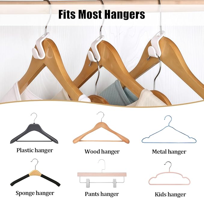 100 Pcs Hanger Connector Hooks,Space Saving Hangers for Clothes,Clothes Connector Hooks, Hanger Organizer Space Saver,Hanger Extender Hooks