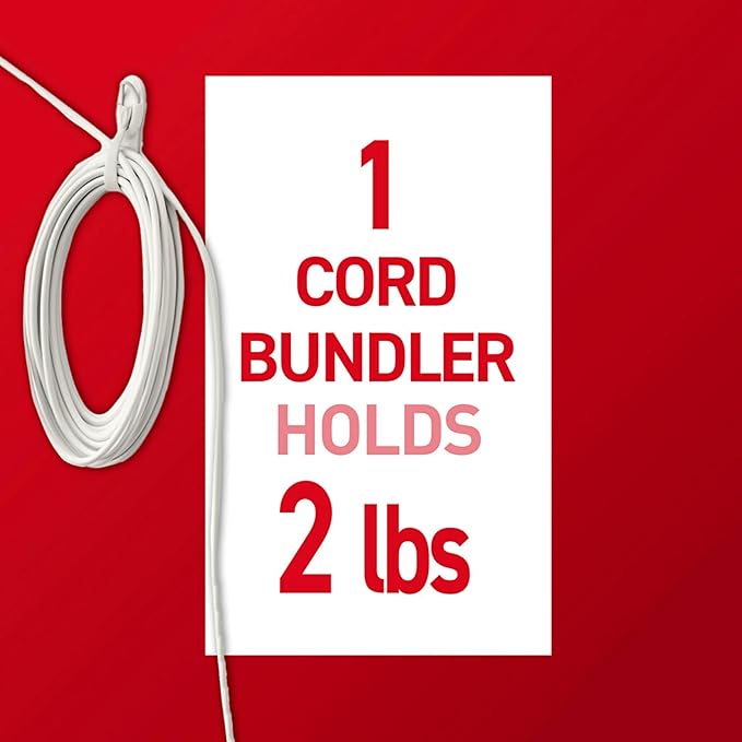 Command Cord Bundlers, Damage-Free Hanging Cord Organizer, No Tools Cord Bundler for Hanging Electrical Cables, 6 Gray Cord Bundlers and 12 Strips