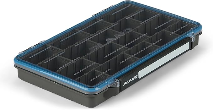 Plano StowAway 3700 Waterproof Stow Tackle Box, IPX7 Waterproof, with Rustricor, Single Latch Design, Transparent DuraView Lid, Stackable Storage for Fishing Bait, Lures and Gear