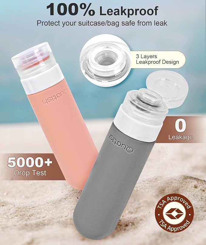 20 Pack Travel Bottles for Toiletries, Original Patented, TSA Approved Travel Size Containers, Leak Proof Silicone Shampoo and Conditioner Bottles Women & Men, Airplane Cruise Essentials, DustyPink