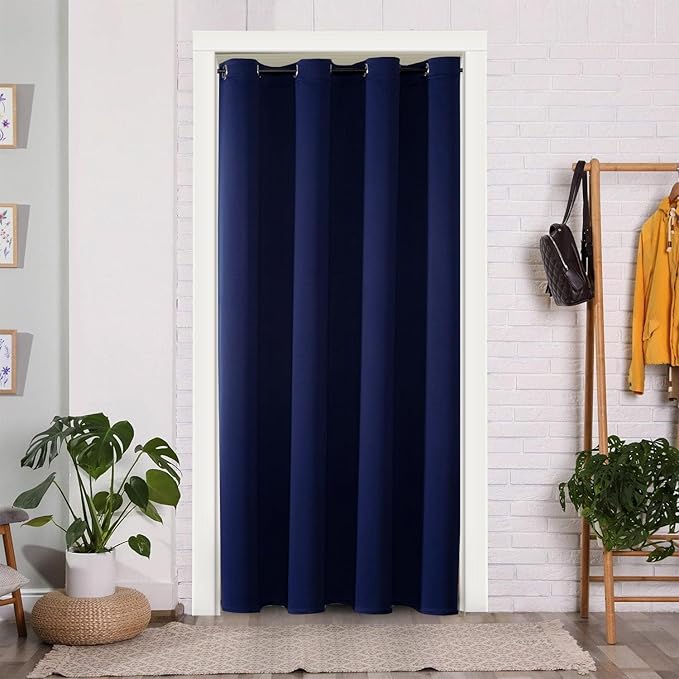 ChrisDowa Blackout Curtains 102 Inches Long for Living Room, Grommet Thermal Insulated Room Darkening Curtains for Bedroom (1 Panel Set, Navy Blue, 52W x 102L)