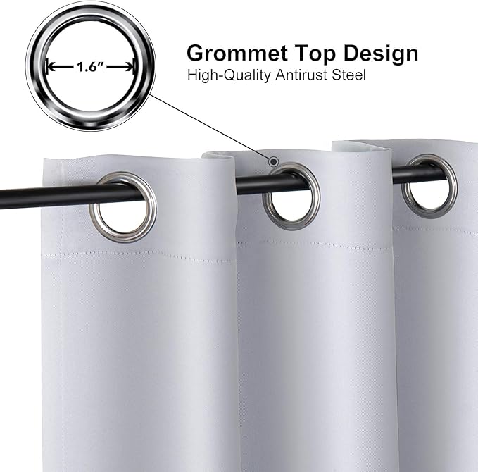 ChrisDowa Small Window Curtains 40 inches Long for Bedroom - Grommet Short Thermal Insulated Room Darkening Curtains for Kitchen (1 Panel, Greyish White, 29 x 40 Inch)