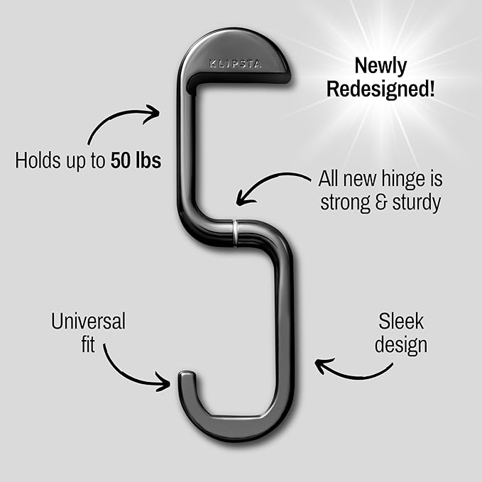 FLIP Bag Hook - Newly Redesigned. Portable Purse Hanger for Table with Magnetic Closure - Now Holds up to 50 lbs (Chrome Black)