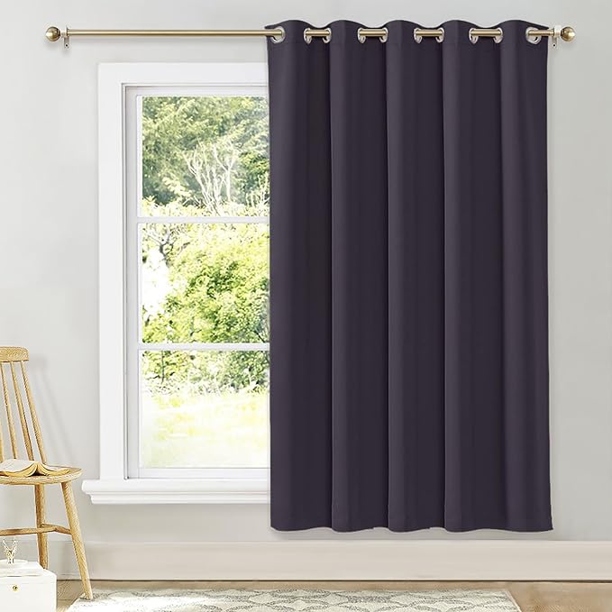 NICETOWN Blackout Wide Blinds for Sliding Door, Greyish Purple, W70 x L72, 1 Panel, Insulated Noise Reduction Drapes, Privacy Vertical Curtain for Living Room&Bedroom