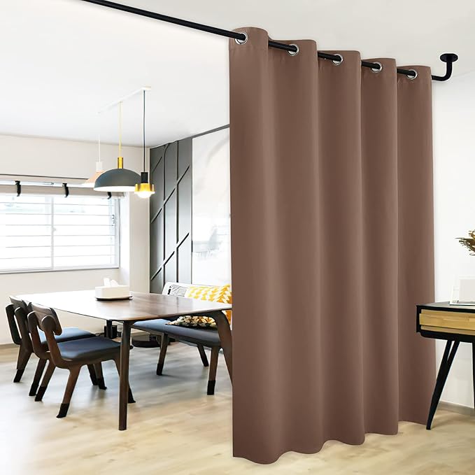 NICETOWN Blackout Blinds for Patio Door, Sliding Door Insulated Blackout Curtains, Extra Wide Curtain with Grommet Top for Villa/Hall/Parlor (Cappuccino, 70 inches W x 84 inches L)