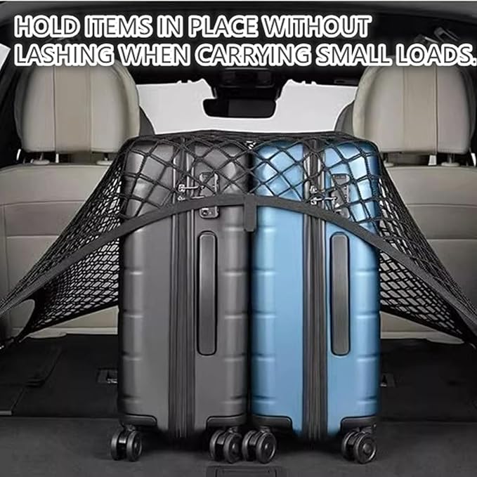 Cargo Net for SUV with Hooks, Adjustable Highly Elastic Storage Organizer Net for Car, Pickup Trucks,Mesh Organizer 2.6'x2' Stretches to 5'x4',Road Trip Essentials Black