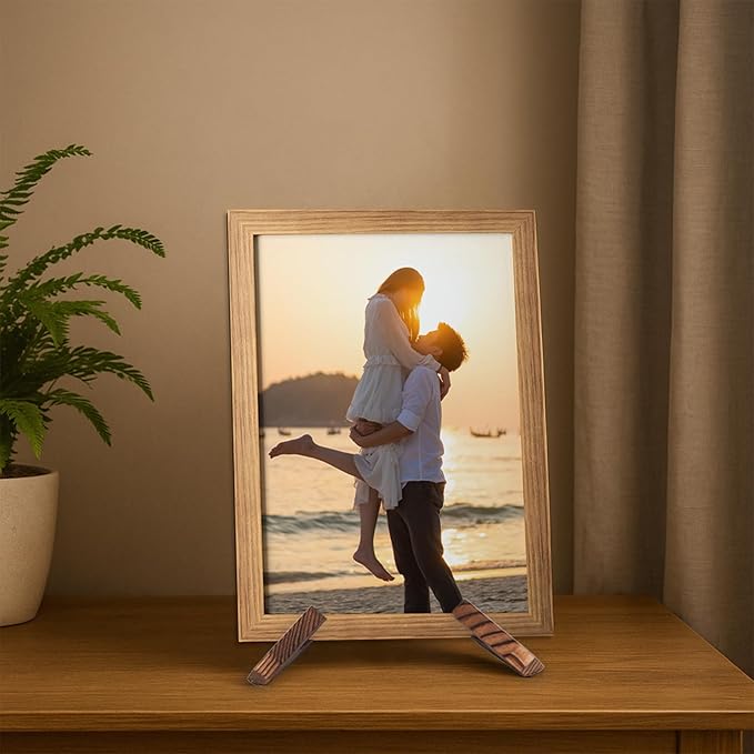 XKDOUS 6.5 Inch Plate Stand for Display Rustic Wooden Cookbook Holder Stand for Kitchen Decorative Picture Frame Holder Display Holder for Book, Easel