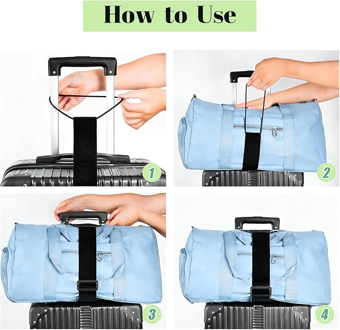 Multi Use Strong Adjustable Luggage Connector Straps for Suitcases,2 Pack Flexible Luggage Accessories Elastic Fastening Bag Strap (Black)