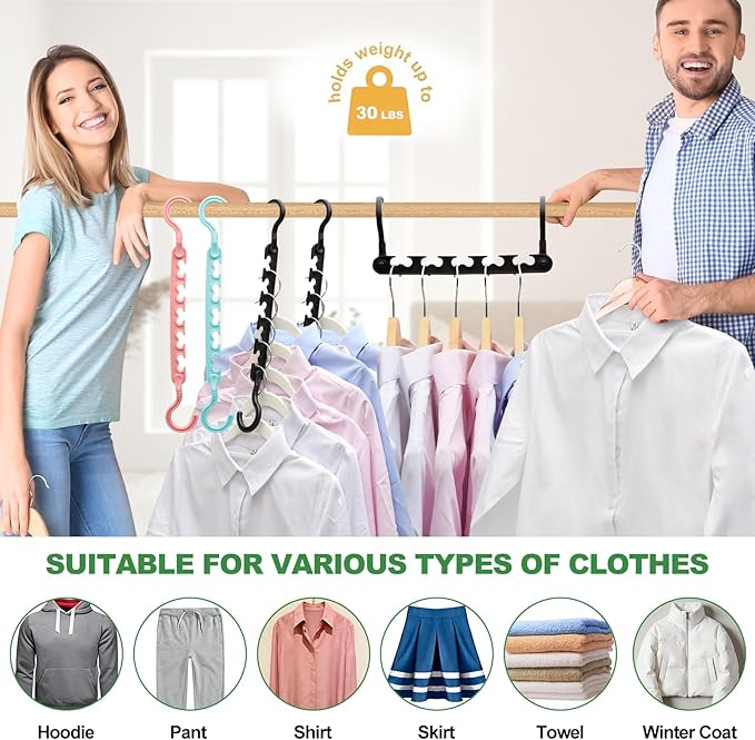 8-Pack-Closet-Organizers-and-Storage,Sturdy Organization-and-Storage-Hangers-Space-Saving for Wardrobe,Dorm-Room-Essentials for College Students Girls Smart Clothes Hanger Apartment Essentials