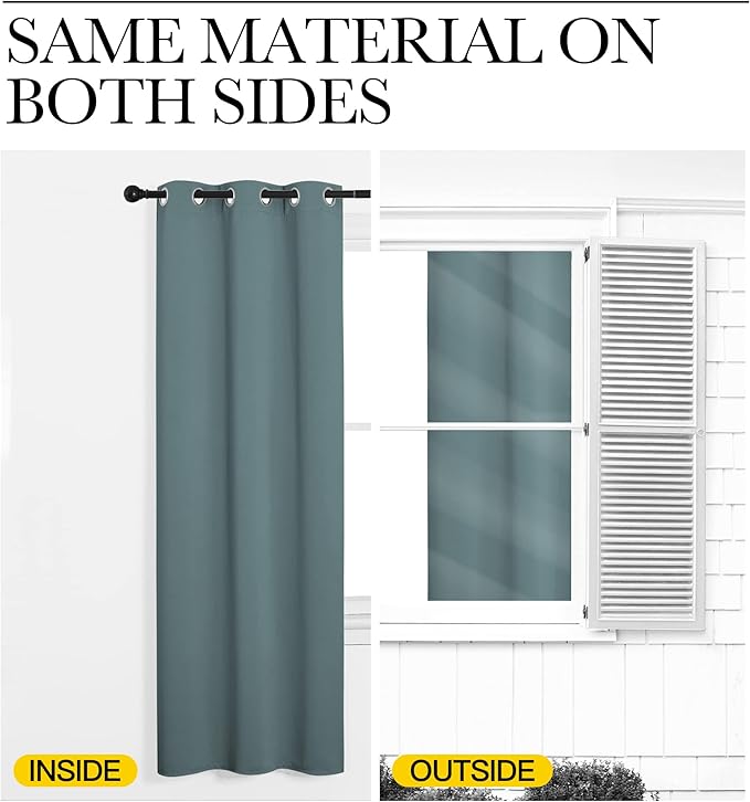 NICETOWN Greyish Blue Blackout Curtain 118 inch Long, W55 x L118, 1 Panel, Thermal Insulated Window Treatment with Grommet Room Darkening Thermal Insulated Panel for Bedroom/Living Room