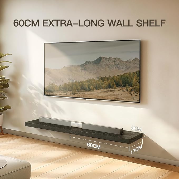 AMADA HOMEFURNISHING Floating Shelves Wall Mounted, 24 x 7 Inch Wall Shelves for Bathroom, Bedroom, Living Room, Black Shelves Set of 2 | Wall Shelves
