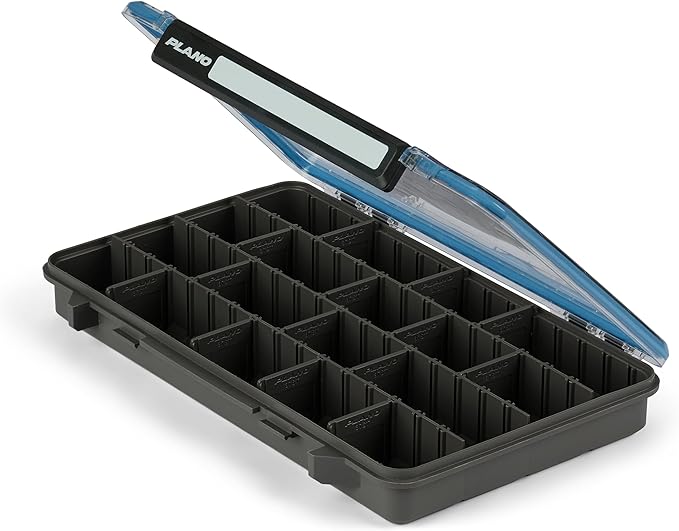 Plano StowAway 3700 Waterproof Stow Tackle Box, IPX7 Waterproof, with Rustricor, Single Latch Design, Transparent DuraView Lid, Stackable Storage for Fishing Bait, Lures and Gear