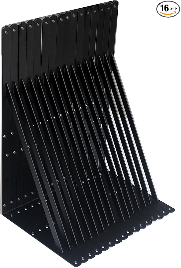 16 Pack L24 x H 12" Black Heavy Duty Shelf Brackets with Screws Metal Shelf Brackets Shelf Support Angle Brackets for Shelves L Brackets Heavy Duty Floating Shelf
