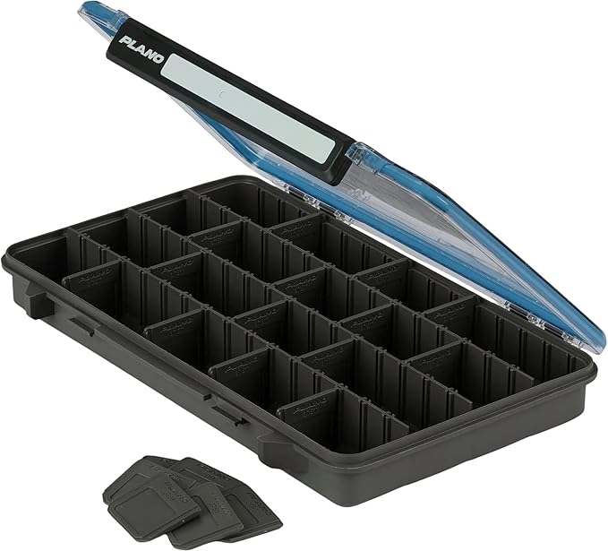 Plano StowAway 3700 Waterproof Stow Tackle Box, 4-Pack, IPX7 Waterproof Rating, with Rustricor, Single Latch Design, Transparent DuraView Lid, Stackable Storage for Fishing Bait, Lures and Gear
