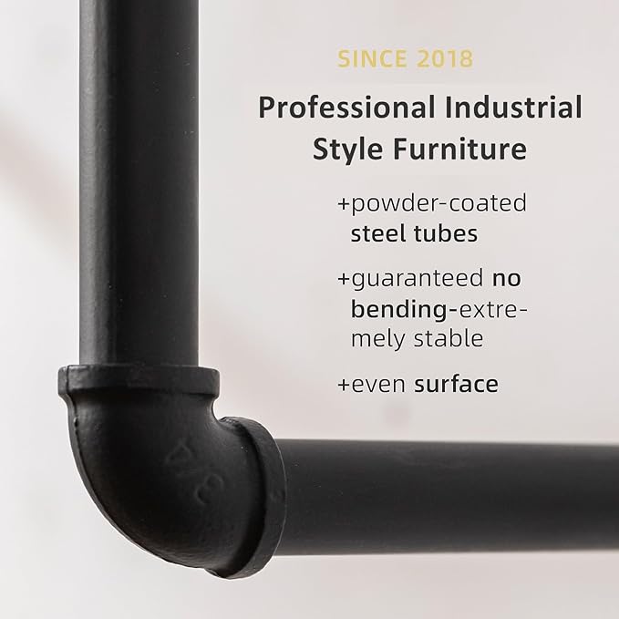 Homeyeeng Industrial Pipe Clothes Rack Wall Mounted Clothing Rack,Heavy Duty Iron Pipe Garment Rods,Detachable Multi-Purpose Clothing Hanging Rod/Garment Bar, Black